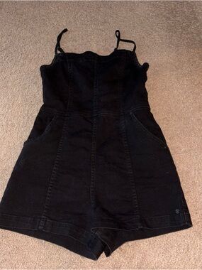 Volcom Black Denim Romper with Spaghetti Straps